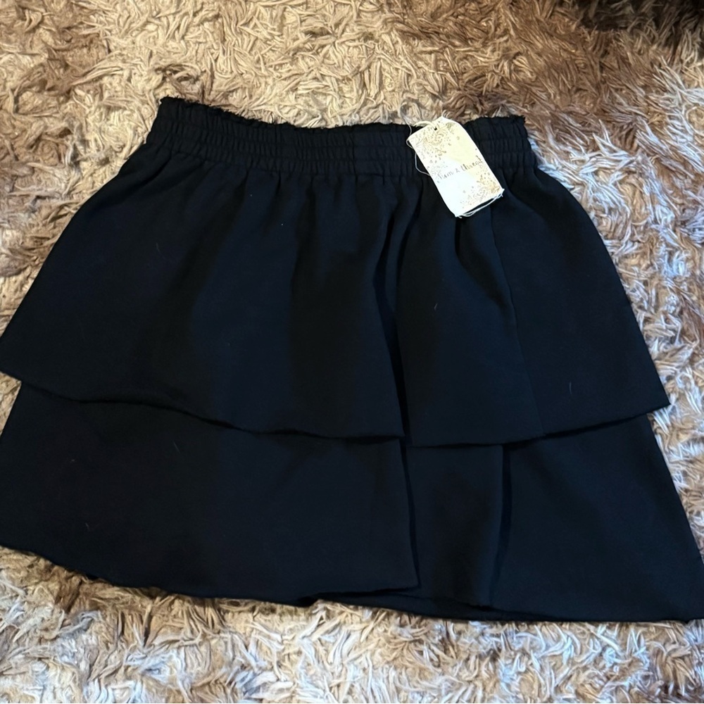 NWT Hem & Thread NEW Tiered Ruffled Black Skirt Micro Mini Y2K Style -M- - Picture 3 of 5